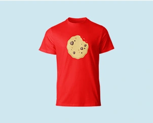 Rotes T-Shirt mit Cookie-Aufdruck